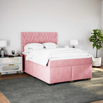 vidaXL Sommier à lattes de lit avec matelas Rose 160x200 cm Velours