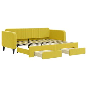 vidaXL Lit de jour avec gigogne et tiroirs jaune 90x200 cm velours