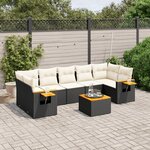 vidaXL Salon de jardin 8 Pièces avec coussins noir résine tressée