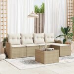 vidaXL Ensemble de canapé de jardin 6 Pièces Marron Poly rotin