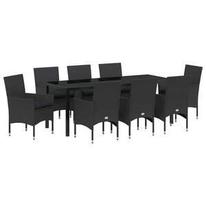 vidaXL Ensemble de salle à manger pour jardin 9 Pièces Noir polyrotin