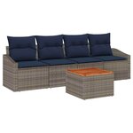 vidaXL Ensemble de canapé de jardin 5 Pièces Gris et bleu marine