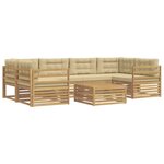 vidaXL Ensemble de canapés d'extérieur 7 pc Blanc et Beige Polyester