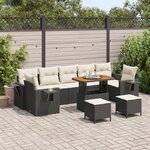 vidaXL Ensemble de Canapé de Jardin en 10 Pièces avec Coussins Rattan Poly Noir Acacia
