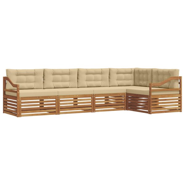 vidaXL Ensemble de canapés d'extérieur 5 pc Naturel et Beige