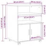 Cabinet roulant vidaXL Chêne noir 60x48x81 cm Bois d'ingénierie