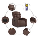 vidaXL Fauteuil de massage inclinable électrique marron similicuir