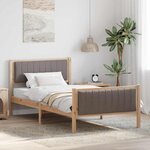 vidaXL Cadre de lit Marron et taupe 100 x 200 cm Bois massif en pin