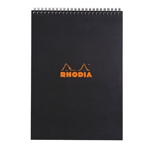 Bloc bureau noir rhodia spirale 80 feuilles 5 x 5 cm n° 18 format 21 x 29 7 cm - lot de 5