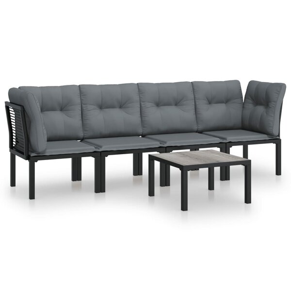 vidaXL Salon de jardin 5 Pièces noir et gris résine tressée