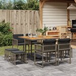 vidaXL Ensemble à manger de jardin 9 Pièces coussins gris résine tressée