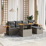 vidaXL Salon de jardin 6 Pièces avec coussins gris résine tressée
