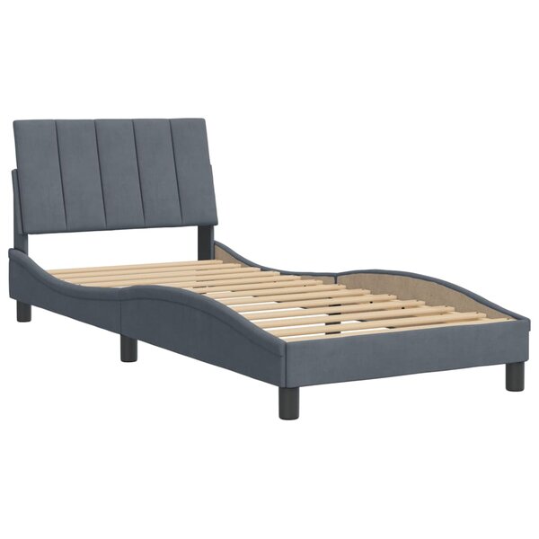 vidaXL Cadre de lit avec tête de lit Gris foncé 90x200 cm Velours