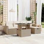 vidaXL Salon de jardin avec coussins 6 Pièces beige résine tressée