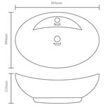 vidaXL Lavabo ovale de luxe à trop-plein Blanc mat 58 5x39cm Céramique