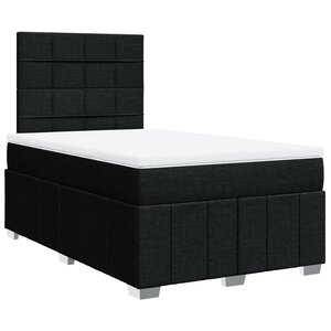 vidaXL Sommier à lattes de lit avec matelas noir 120x190 cm tissu