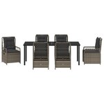 vidaXL Lot de 7 pièces de salle à manger de jardin en poly rattan gris