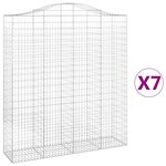 vidaXL Paniers à gabions arqués 7 Pièces 200x50x220/240 cm Fer galvanisé