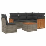 vidaXL Salon de jardin 6 Pièces avec coussins gris résine tressée