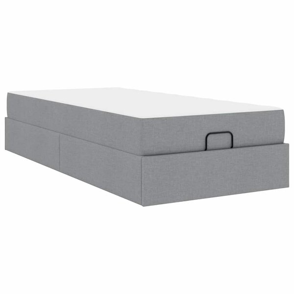 vidaXL Cadre de lit avec matelas Gris clair 100 x 200 cm tissu