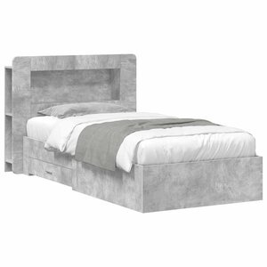 vidaXL Cadre de lit avec rangement Gris béton 75 x 190 cm