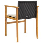 vidaXL Chaises de jardin coussins lot de 2 noir résine tressée et bois