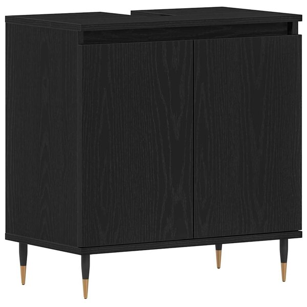 vidaXL Meuble Sous Lavabo Chêne noir 58 x 33 x 60 cm Bois d'ingénierie