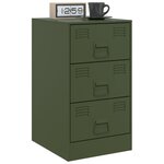 vidaXL Table de chevet vert olive 34 5x39x62 cm acier