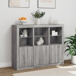 vidaXL Buffets avec lumières LED 3 Pièces sonoma gris bois d'ingénierie