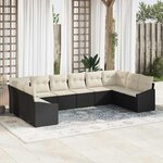 vidaXL Ensemble de canapé de jardin 10 Pièces Noir Poly rotin