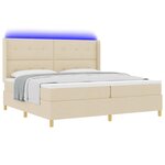 vidaXL Lit à ressorts avec bandes LED Crème 200 x 200 cm tissu