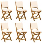 vidaXL Chaises de bistrot d'extérieur avec coussin 6 Pièces Crème blanc
