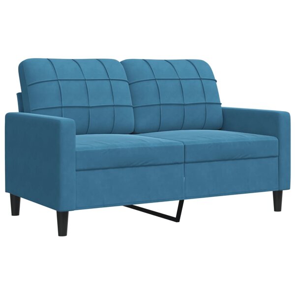 vidaXL Canapé à 2 places Bleu 120 cm Velours