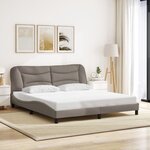 vidaXL Cadre de lit avec LED sans matelas Hvar taupe 180x200 cm tissu