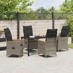 vidaXL Ensemble de salle à manger de jardin 5 pièces avec coussins en résine grise