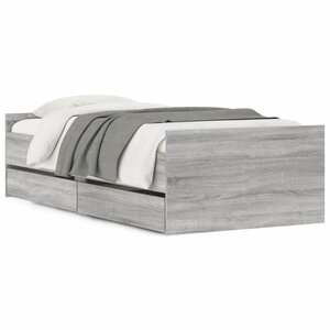 vidaXL Cadre de lit avec tiroirs sans matelas sonoma gris 100x200 cm