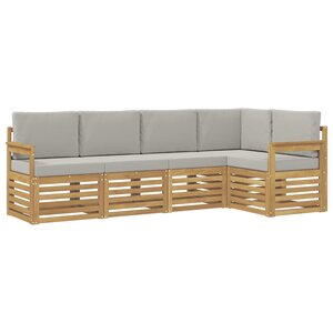 vidaXL Ensemble de canapés d'extérieur 5 Pièces Blanc et gris clair