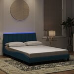 vidaXL Cadre de lit avec lumières LED bleu 140x200 cm velours