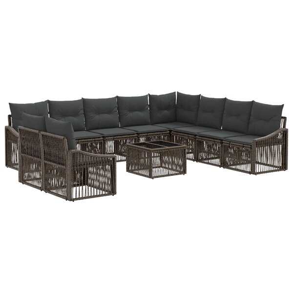 vidaXL Ensemble de canapé de jardin 11 Pièces Gris polyrotin