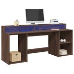 vidaXL Bureau et lumières LED chêne marron bois d'ingénierie