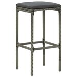 vidaXL Meuble de bar de jardin 16 Pièces et coussins Résine tressée Gris