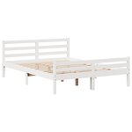vidaXL Cadre de lit et tête de lit sans matelas blanc 135x190 cm