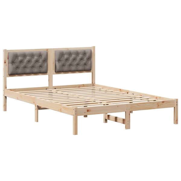 vidaXL Cadre de lit avec tête de lit Taupe 150 x 200 cm Pin massif