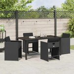 vidaXL Ensemble de salle à manger pour jardin 5 Pièces Noir polyrotin