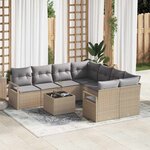 vidaXL Ensemble de canapé de jardin 9 Pièces Beige  Gris 55 x 55 x 37 cm
