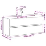 vidaXL Cabinet de lavabo Chêne noir 100 x 39 x 62 cm Bois d'ingénierie