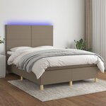 vidaXL Sommier à lattes de lit et matelas et LED Taupe 140x200cm Tissu