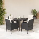 vidaXL Ensemble à manger de jardin coussins 5Pièces Noir Résine tressée