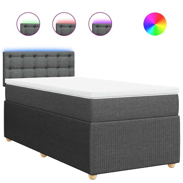 vidaXL Sommier à lattes de lit avec matelas Gris foncé 100x200cm Tissu