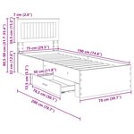 vidaXL Cadre de lit avec tiroir Sonoma Chêne et Argent 75 x 190 cm